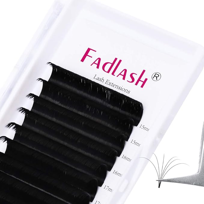 Mega Volume Lash Extensions 0.03-0.10mm C D DD L Curl 8-30mm Length Easy Fan Volume Lashes Self Fanning Eyelash Extensions 2D-20D (0.07-CC, 15-20mm Mix)