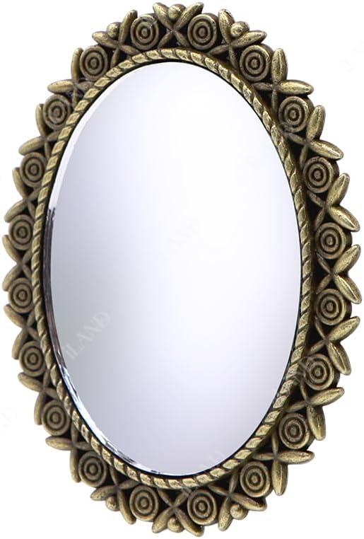 iLAND Dollhouse Mirrors, Miniatures Dollhouse Accessories on 1:12 Scale, Metal Framed Glass Mini Mirror w/Rose & Sunflower Patterns 2pcs