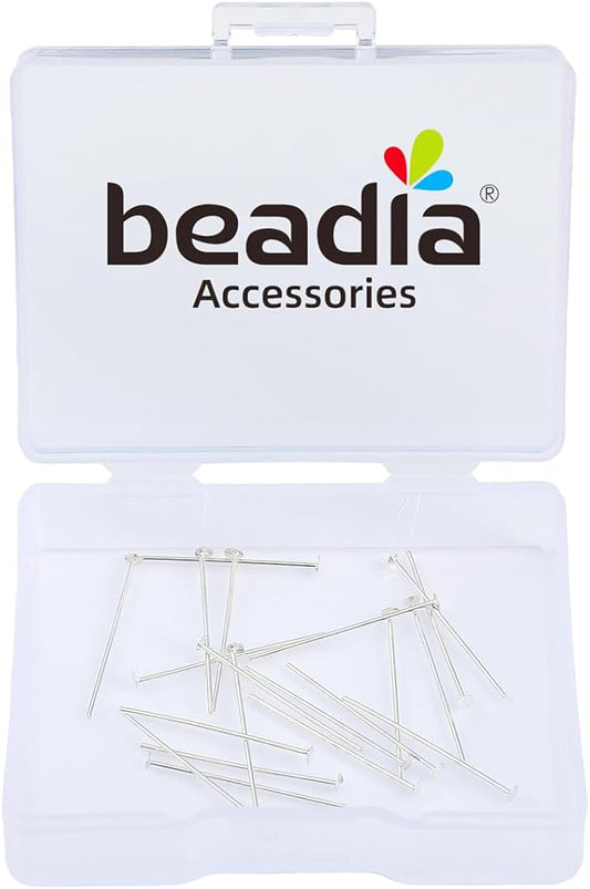 925 Sterling Silver Flat Head Pins 0.5x20mm 20pcs for Jewelry Making Findings