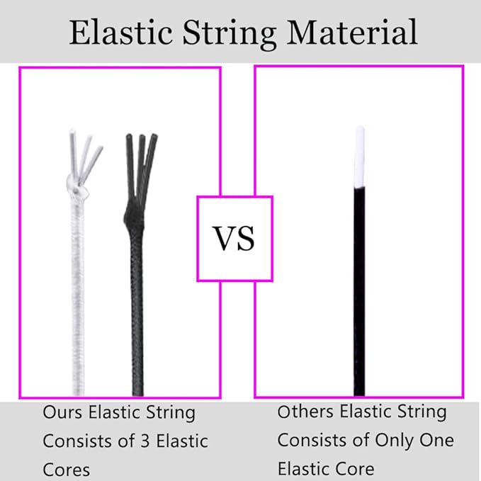 Elastic String for Bracelets, 2 Rolls 1 mm Sturdy Stretchy Elastic Cord for Jewelry Making, Necklaces, Beading Black and White