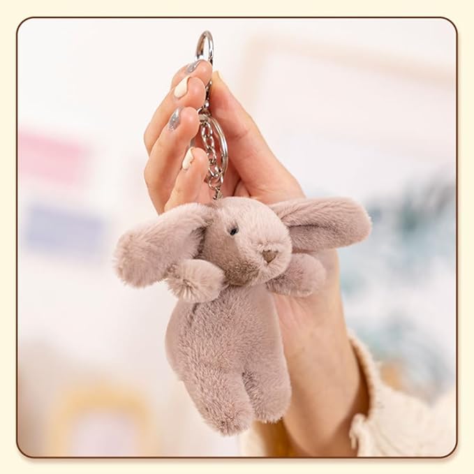 Cute Bunny Bag Charm, Kawaii Bunny Keychain 3.5" Inch Mini Rabbit Purse Charm Decoration for Women Girls
