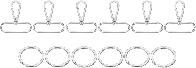 uxcell 12 Pcs Swivel Clasp Hook, 1.97" Purse Snap Clasps Detachable for Bag, Silver