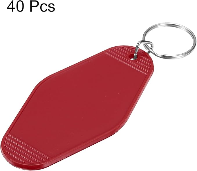 uxcell 40pcs Hotel Keychains Blank Vintage Plastic Rhombus Motel Keychains Hotel Key Tags Rings for DIY Luggage Labels
