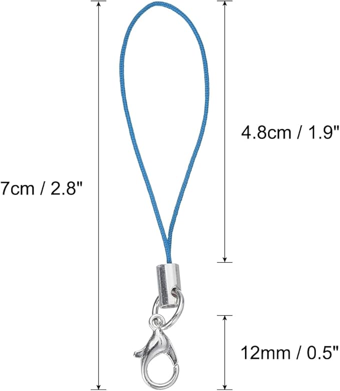 HARFINGTON 100Pcs Clasp Cords Clasp Strap Lanyard Charm Short Finger Rope with Lobster Clasp for Cellphone Cases Keychain DIY Jewelry Making, Blue