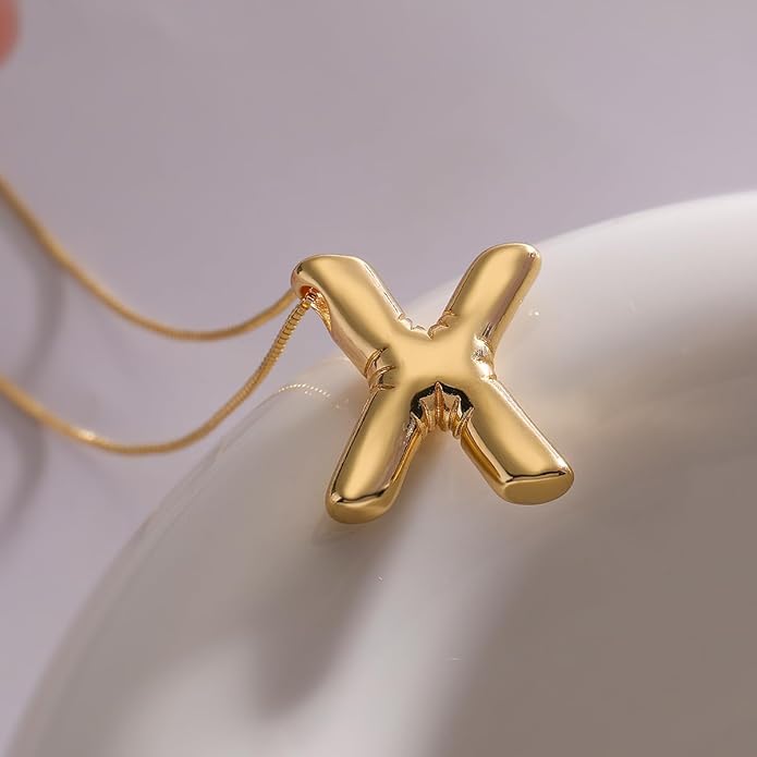 PANSHI Gold Initial Necklaces Gifts for Teen Girls Women Girlfriend Teen Girl Gifts Trendy Stuff Layered Bubble Letter Necklace Gold Jewelry Birthday Gift