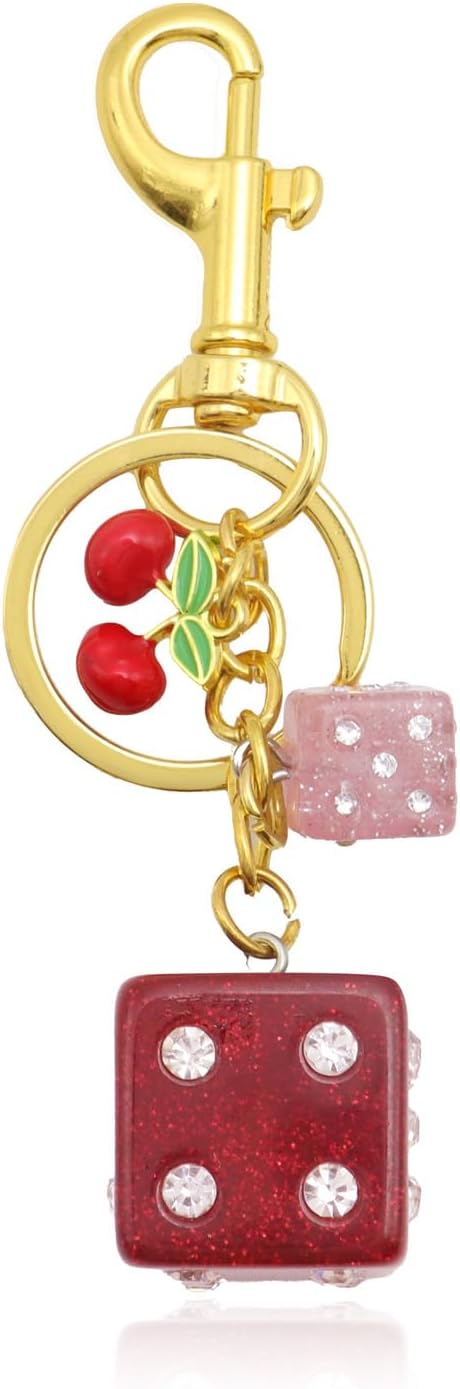 8 Ball Dice Keychain, Y2k Dice Purse Bag Charm with Cherry Star Heart Handbag Accessories for Women Men