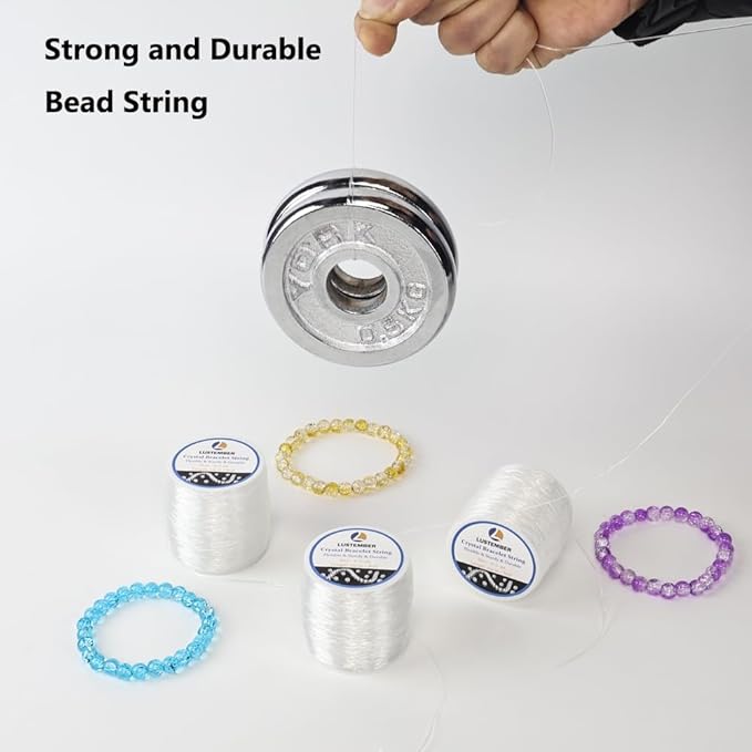 0.8 mm Stretchy Bracelet String, 3 Rolls Durable Elastic String, Clear Bead Cord for Bracelets, Necklaces, Beading, and Jewelry Making (300 m)