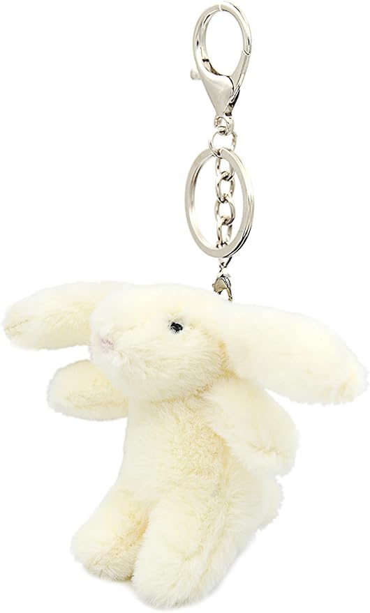 Cute Bunny Plush Keychain for Backpack, 3.5" Inch Mini Rabbit Keychain Purse Charm Pendant Gift for Women