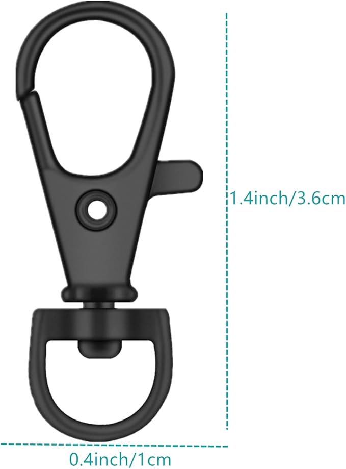 50PCS Key Chain Clip Hooks, Swivel Clasps Lanyard Snap Hook, Keychain Hooks for Lanyard Key Rings Crafting Gun Black