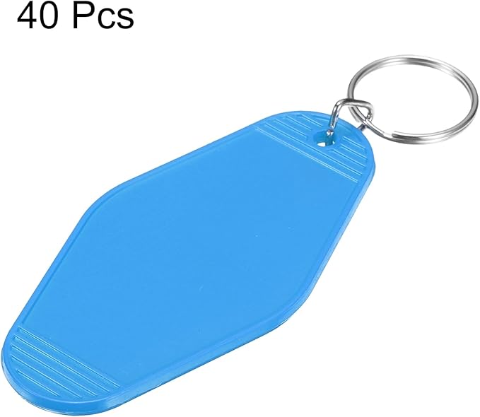 uxcell 40pcs Hotel Keychains Blank Vintage Plastic Rhombus Motel Keychains Hotel Key Tags Rings for DIY Luggage Labels