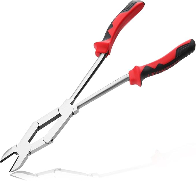 Long Reach XL Dual Pivot Wire Cutting Pliers Double-Joint Side Cutters Extra Long Reach Compound Action Cutting Pliers Diagonal Cutters for Hard to Reach Narrow Spaces