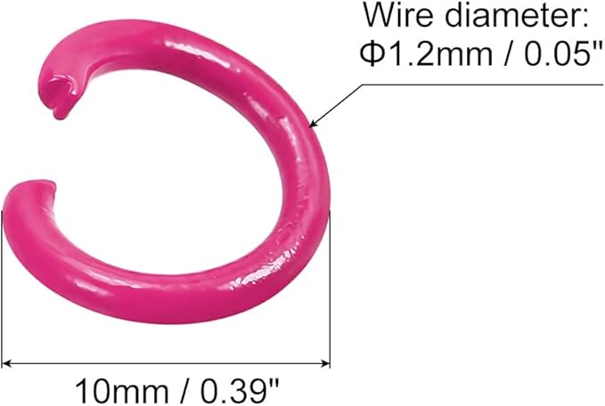 uxcell Open Jump Rings, 10mm Colorful O-Ring Connectors for DIY Crafts Jewelry Making, Carbon Steel, Rose Red, 100Pcs