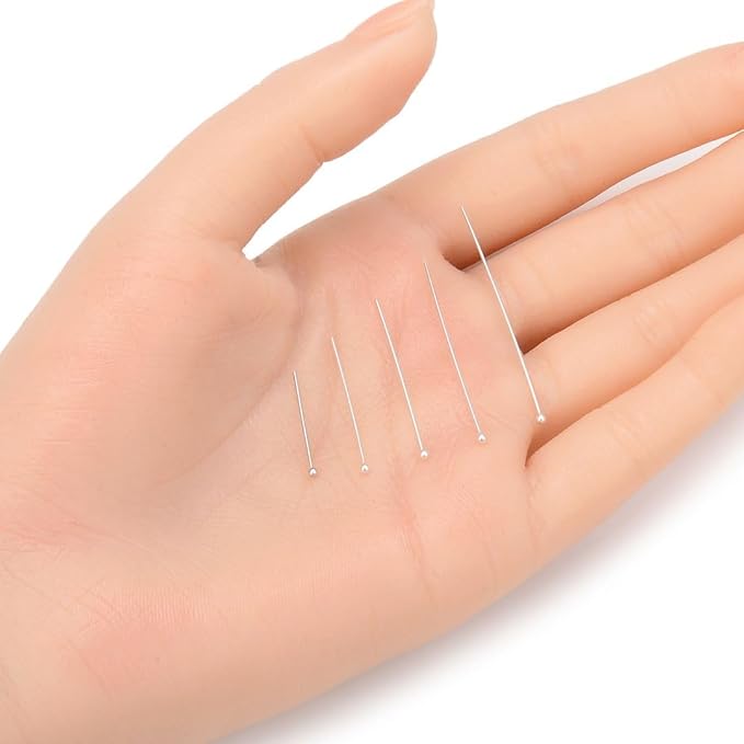 50pcs Adabele Authentic Sterling Silver Ball Headpin Head Pins 50mm (2 inch) Hypoallergenic for DIY Craft Jewelry Making (Wire 0.5mm/24 Gauge) SS6-50