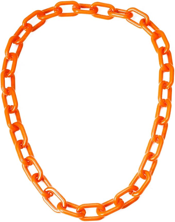 Wiwpar Long Acrylic Choker Necklace Paperclip Chain Necklace Minimalist Multicolor Chunky Chain Collar Necklace for Women (Orange)