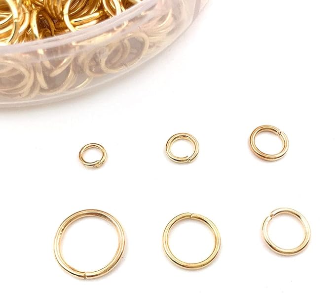 1500Pcs Mixed 6 Sizes Open Jump Rings,4mm 5mm 6mm 7mm 8mm 10mm Jump Ring Jewelry Keychain for Jewelry Making Accessories with 1Pcs Jump Ring Open/Close Tool and 1Pcs Storage Box (KC Gold)