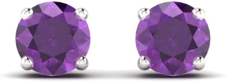 Diamondere Natural and Certified Gemstone Solitaire Stud Earrings in 14K White Gold | 0.85 Carat Earrings for Women