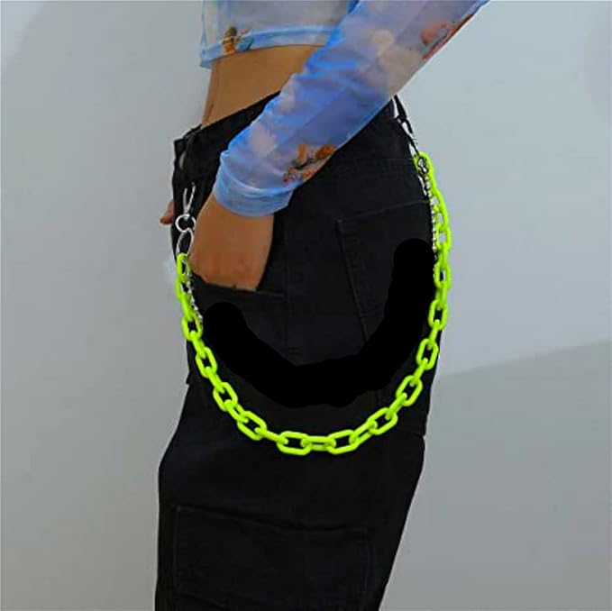 Sither Color Acrylic Jean Chains Wallet Chain Pocket Chain Belt Chains Keychain Hip Hop Punk Jean Pants Wallet Chains for Women and Men Gift on Halloween (green)