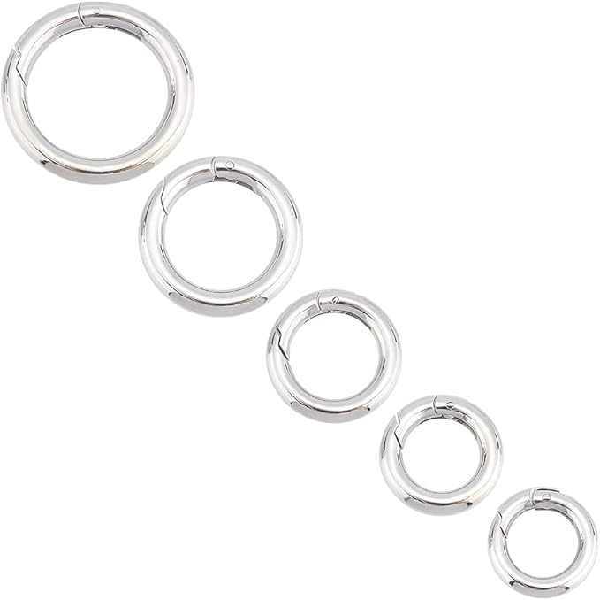 UNICRAFTALE 5Pcs Spring Gate Rings 304 Stainless Steel Snap Clasps 10~20mm Inner Ion Plating(IP) Round Clips Snap Hooks Spring Keyring Buckle Clasps for Bag Purse Shoulder Strap Key Chains