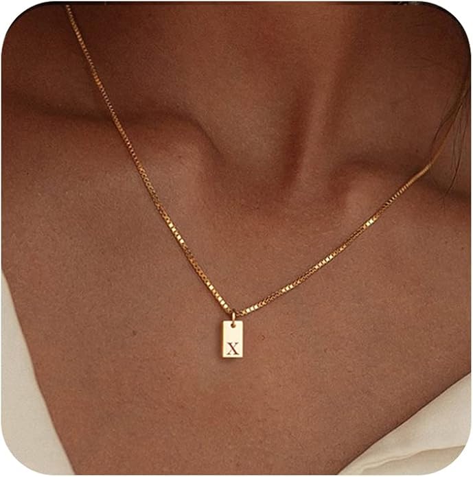 Initial Necklaces for Women 14K Gold Plated Letter Necklace Dainty Name Pendant Necklace Personalized Christmas Gifts for Women Trendy Gold Jewelry