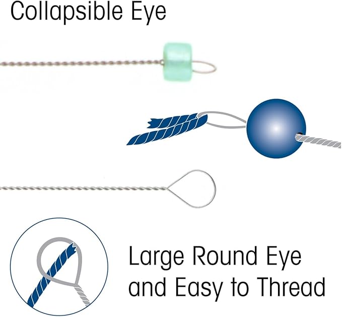 The Beadsmith Basic Elements Twisted Wire Needles – Heavy Flexible Beading Needle, Pack of 10, Large Round Eye and Easy to Thread – Collapsible Eye Holds Threads – Use for Pearl Knotting and Silk Cord