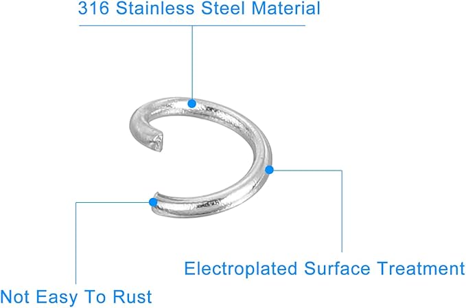 uxcell 200Pcs Open Jump Rings, 5mm 316 Stainless Steel O Rings, Split Rings Circle Clasp Connecting Ring for Jewelry Making Supplies Necklace Repair, Silver