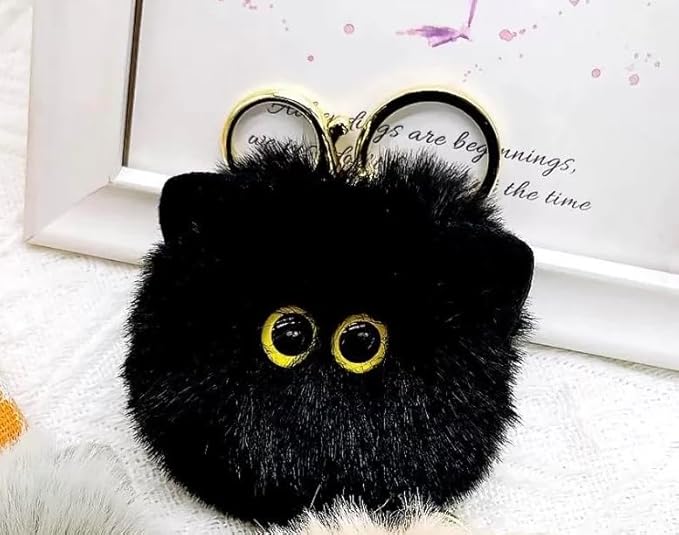 Stocking Stuffers, Cute Cat Plush Keychains Cool Cat Pom Pom Car Keychain Kawaii Backpack Christmas Gifts for Women