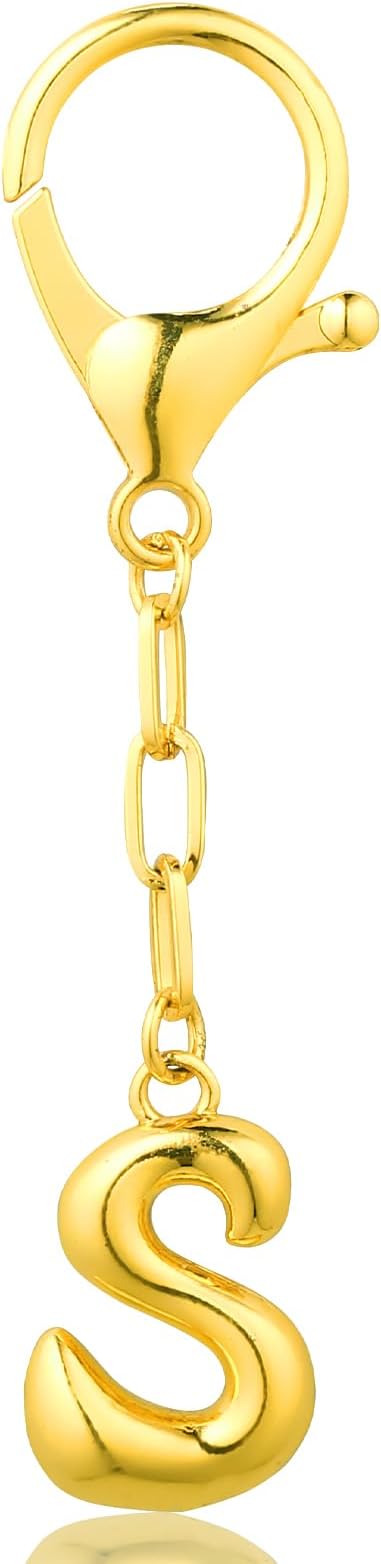 VICKHU Gold Plated Bubble Initial Letter Cute Keychain for Women Car Key Purse Decorative Keyring Handbag Charms Fashion