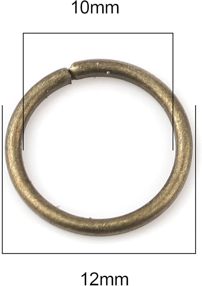 200 Pieces - 12mm Jump Rings Antique Bronze - 16 Gauge (1.2mm Thickness)