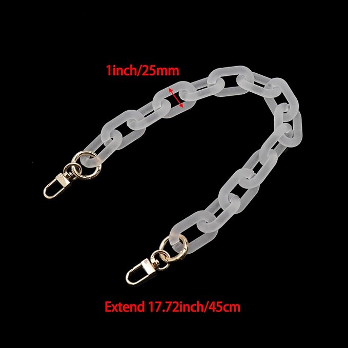 Purse Strap Bag Chain 17 Inch Resin Shoulder Strap Handbag Decoration Chain Bag Charms Accessories, Matter Clear