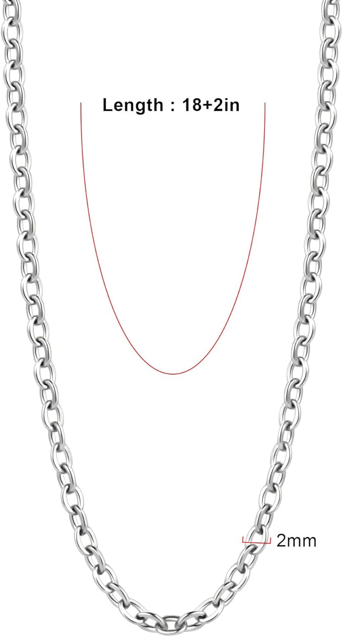 24PCS Cable Necklaces for Jewelry Making 2MM Stainless Steel Cable Link Chains Bulk for DIY Necklace