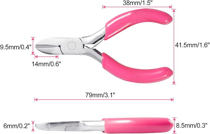 SPEEDWOX Mini Diagonal Pliers, 3" Wire Cutters Small with Pink PVC Handle, Jewelry Pliers for Beading Jewelry Making DIY Craft Hobby Supplies
