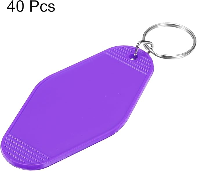 uxcell 40pcs Hotel Keychains Blank Vintage Plastic Rhombus Motel Keychains Hotel Key Tags Rings for DIY Luggage Labels