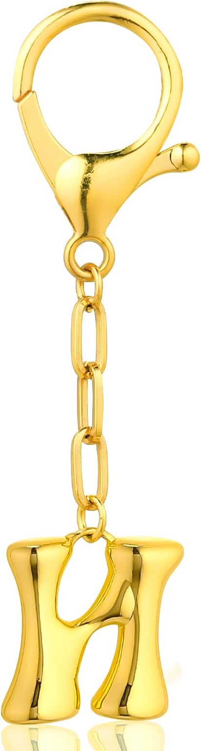 VICKHU Gold Plated Bubble Initial Letter Cute Keychain for Women Car Key Purse Decorative Keyring Handbag Charms Fashion