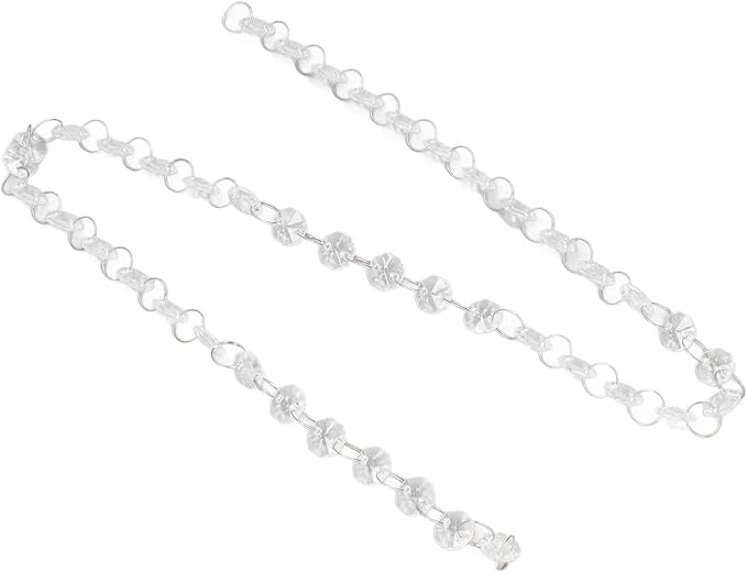 Crystal Chain Garland Strand, Acrylic Bead Chain Decoration, Adjustable DIY Crystal Garland with Metal Rings for Wedding Party Celebration, Home Garden Decor, Art Projects and DIY