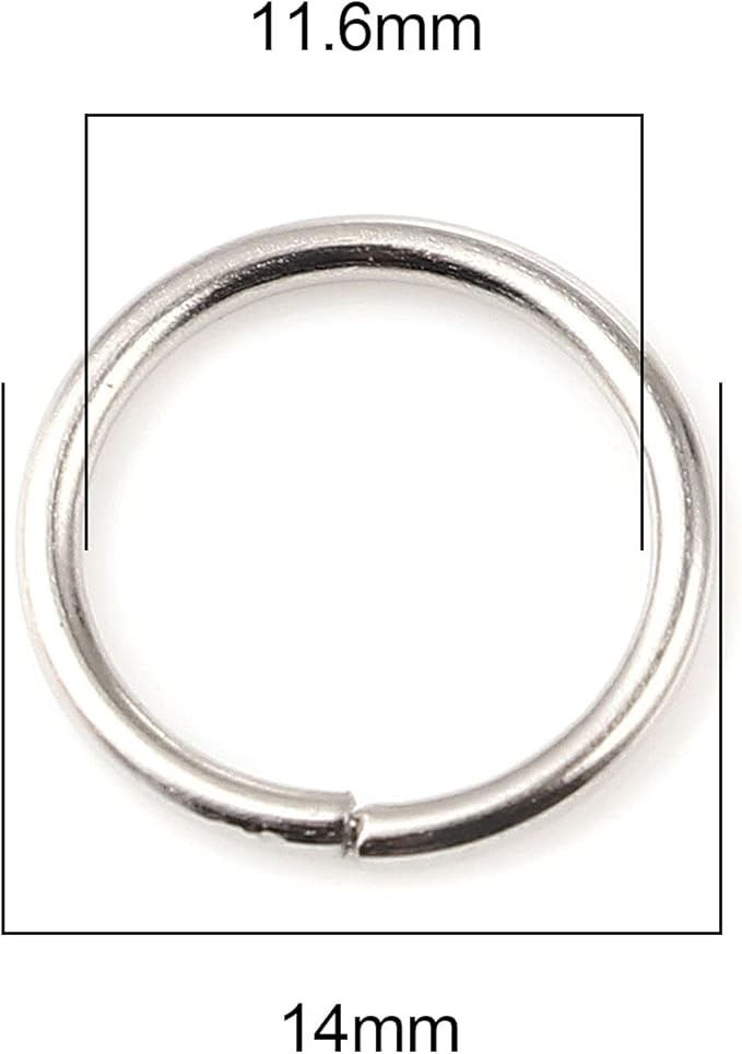 200 Pieces - 14mm Jump Rings Silver Tone - 16 Gauge (1.2mm Thickness)