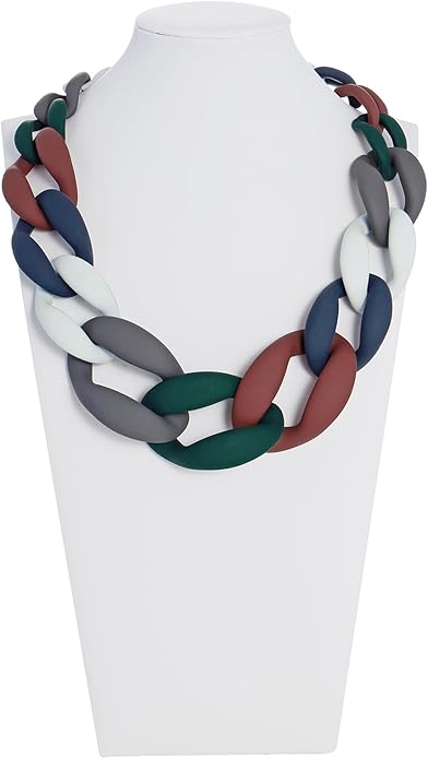 Firstmeet Chunky Acrylic Necklace Smooth Chain Link Cool Statement Choker Cuban Style Jewelry Gift for Women