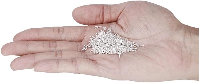 Pack of 200 Mini Eye Pins Hooks Eyelets Screw Hooks Threaded Bails Findings for Jewelry Pendant Making(Silver)