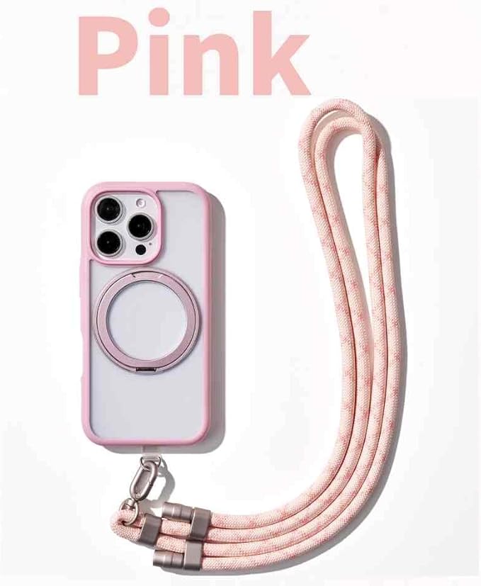TORRAS Phone Lanyard Crossbody with 2 Phone Tabs, Adjustable Anti Theft Phone Strap for All Phones, Premium Metal Buckles, Skin-Friendly, Universal Cell Phone Neck lanyard for Women and Men, Pink