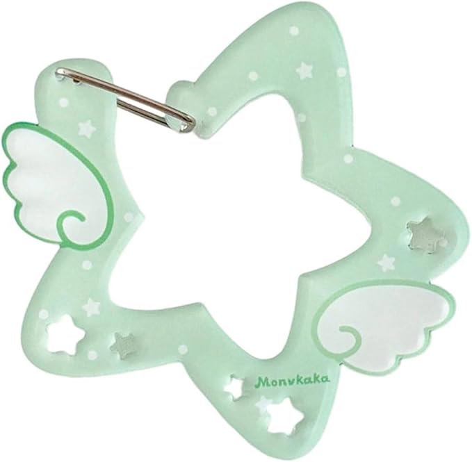 Acrylic Wing/Star Shape Carabiner Hook Clips Card Holder Keychain Portable Outdoor Keyring Hook Backpack Pendant Gifts