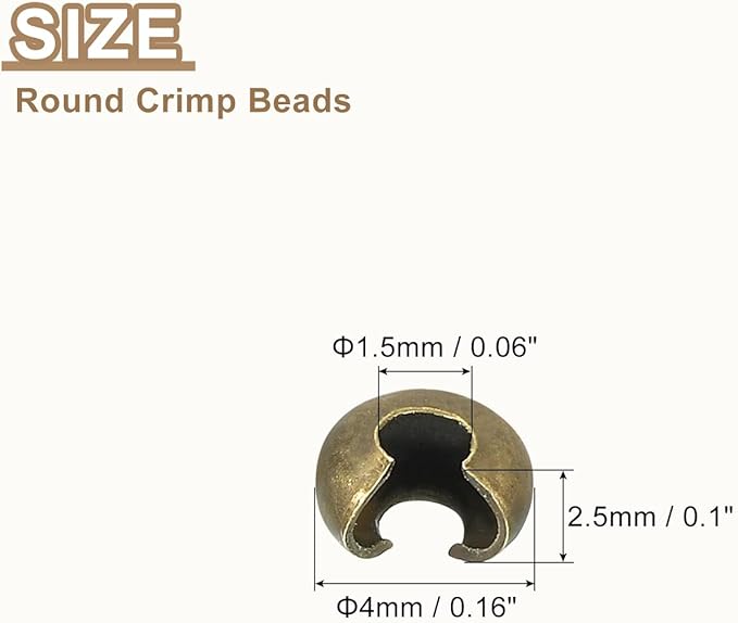 uxcell 100pcs Crimp Bead Covers, 3mm/0.12" Half Round Open Crimp Beads Knot Cover Metal Small Loose Beads End Tip for Bracelet Jewelry Making Craft DIY, Bronze