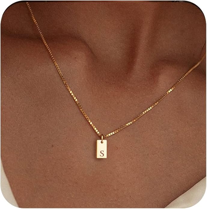 Initial Necklaces for Women 14K Gold Plated Letter Necklace Dainty Name Pendant Necklace Personalized Christmas Gifts for Women Trendy Gold Jewelry