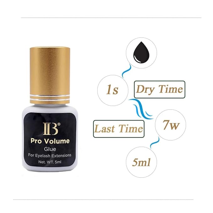 IB Beauty Pro Volume Glue for Eyelash Extensions 1s Fast Drying IB Gold Cap False Eyelash Glue Professional Adhesive Makeup Tools Professional Salon Use 5ml by Lava
