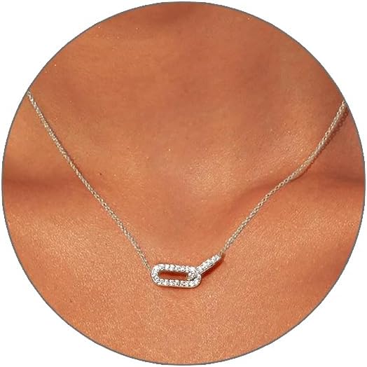 Luxval Diamond Pendant Gold Necklace for Women，Dainty 18k Gold Plated Choker Necklaces Simple Gold Jewelry Gifts for Women Girls