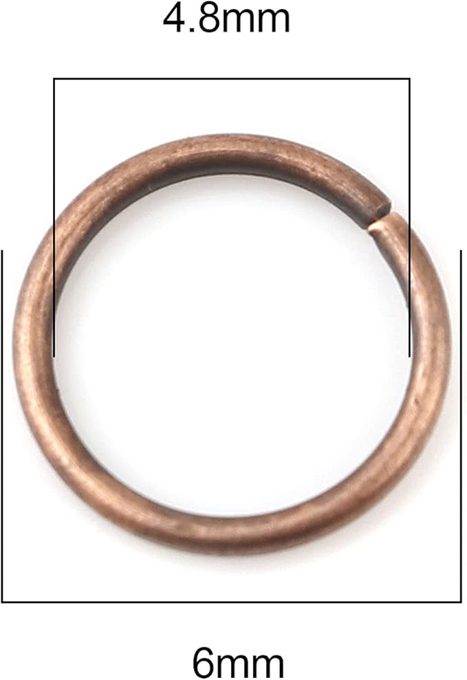 200 Pieces - 6mm Jump Rings Antique Copper Tone - 21 Gauge