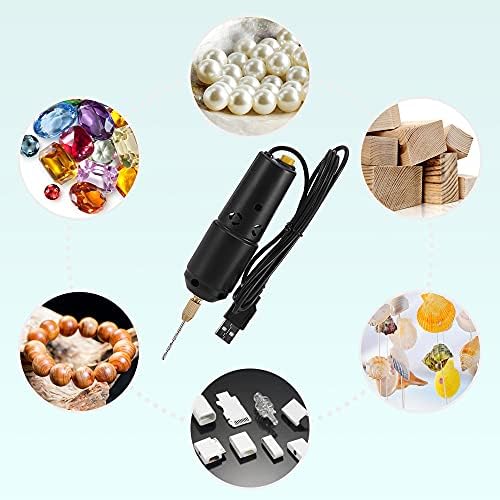 Yinhing Mini Drill for Jewelry Making, Electric USB Screwdriver Drill Set with 10 0.8 to 1.2mm Drill Bits for Resin Casting Drilling Jade Crystal and Pearls (Black #-1)