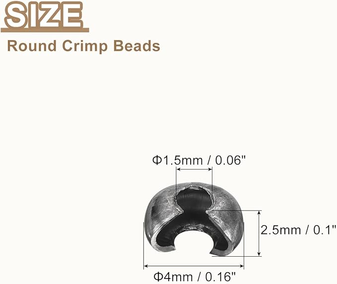 uxcell 100pcs Crimp Bead Covers, 3mm/0.12" Half Round Open Crimp Beads Knot Cover Metal Small Loose Beads End Tip for Bracelet Jewelry Making Craft DIY, Metallic Black