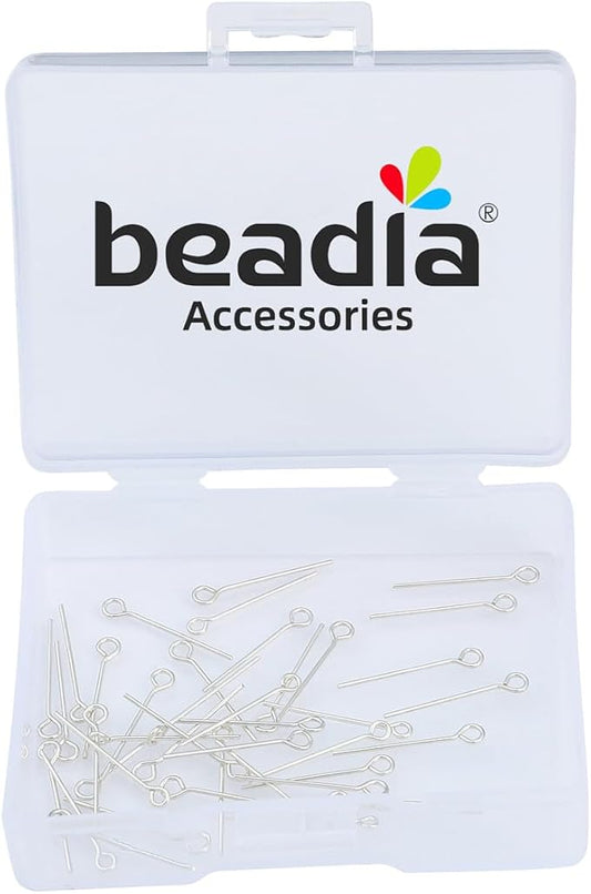 925 Sterling Silver Open Eye Pins 0.5x15mm 40pcs for Jewelry Making Findings