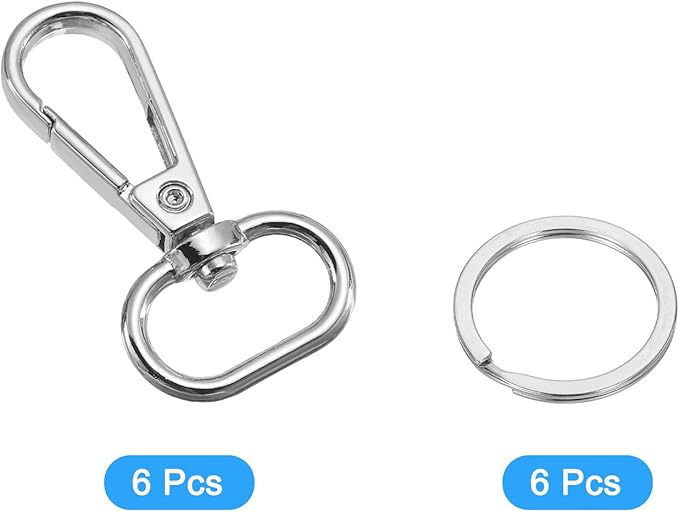 uxcell 12 Pcs Swivel Clasp Hook, 0.79" Purse Snap Clasps Detachable for Bag, Silver