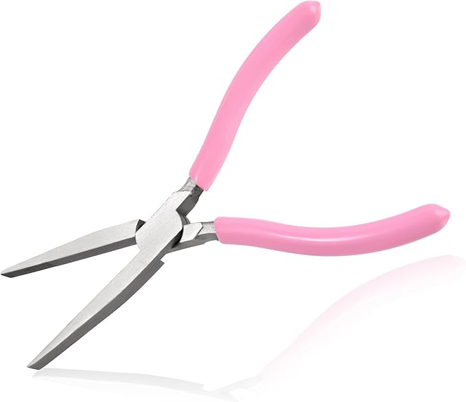 7.5" Long Flat Nose Pliers Serrated Jaw Extra Long Nose Plier Duckbill Pliers Jewelry Making Supplies for Jewelry Making, Fishing, Wire Wrapping, Flat Plier for Hard to Reach Narrow Spaces