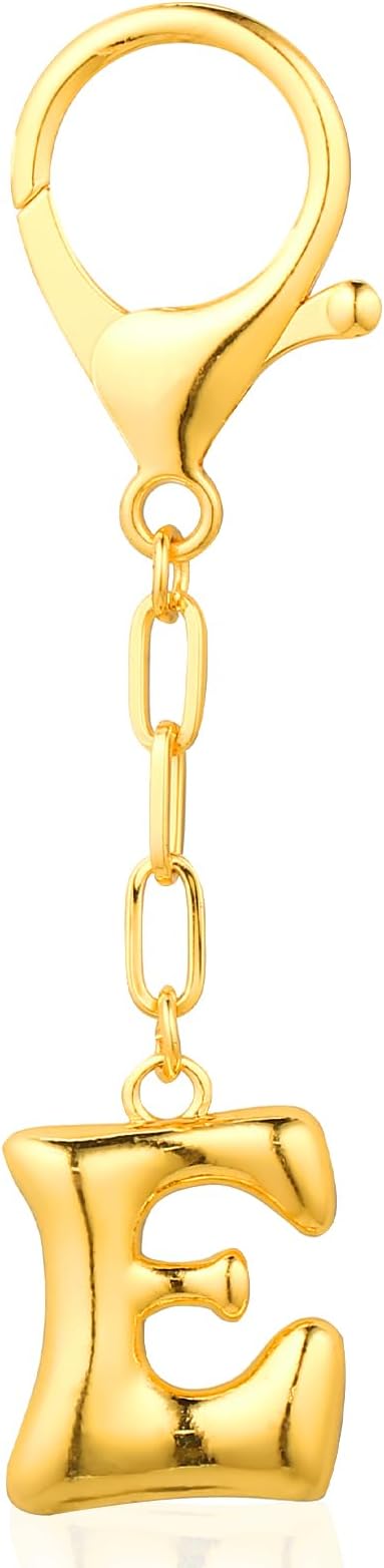 VICKHU Gold Plated Bubble Initial Letter Cute Keychain for Women Car Key Purse Decorative Keyring Handbag Charms Fashion